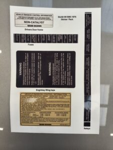SAAB 99 EMS (1976) – Under-Bonnet Vinyl Decal / Sticker Kit